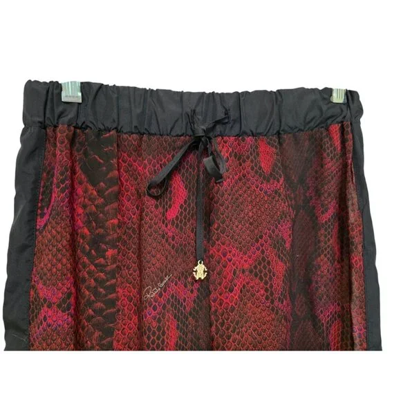 Roberto Cavalli Beach Women Wide Leg Pants Size Small Red Snake Print Semi Sheer - Picture 2 of 9